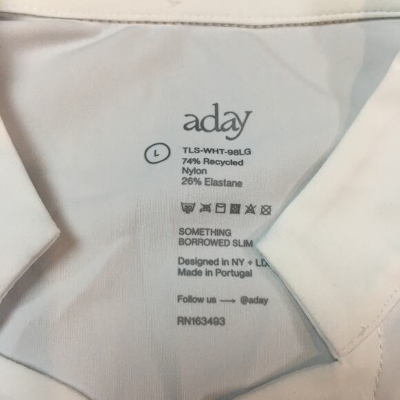 Aday Something Borrowed Slim White Button down shirt Size Large - Picture 3 of 8